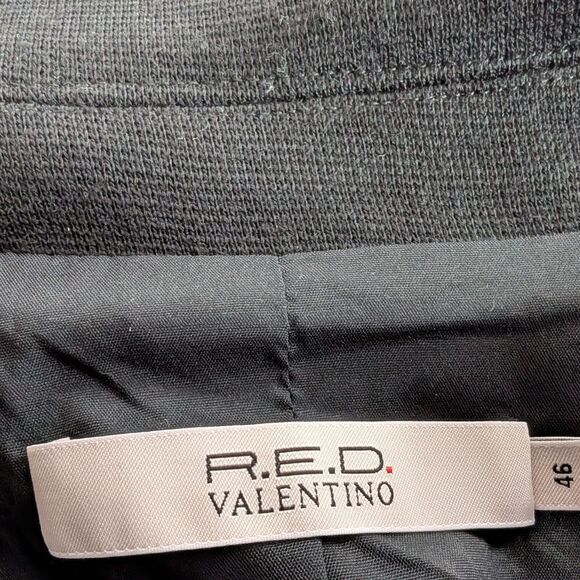 Red Valentino Mink Fur Accents Wool Blend Chevron Crop Jacket/Blazer L/Us10/It46 - Picture 10 of 16